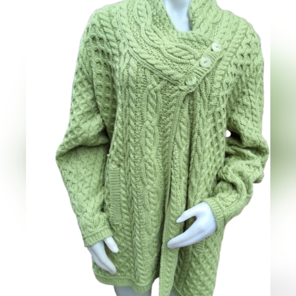 Aran Crafts Hand Knit Irish Cable Wool SweaterL - Picture 1 of 11